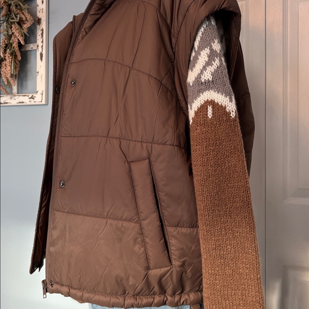 Zella Chocolate Brown Puffer Vest - Picture 2 of 3